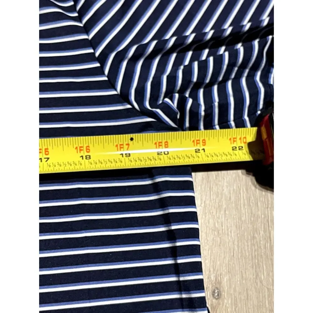 RLX Ralph Lauren Mens M Golf Blue Stripe Polo‎ Wicking Casual EUC